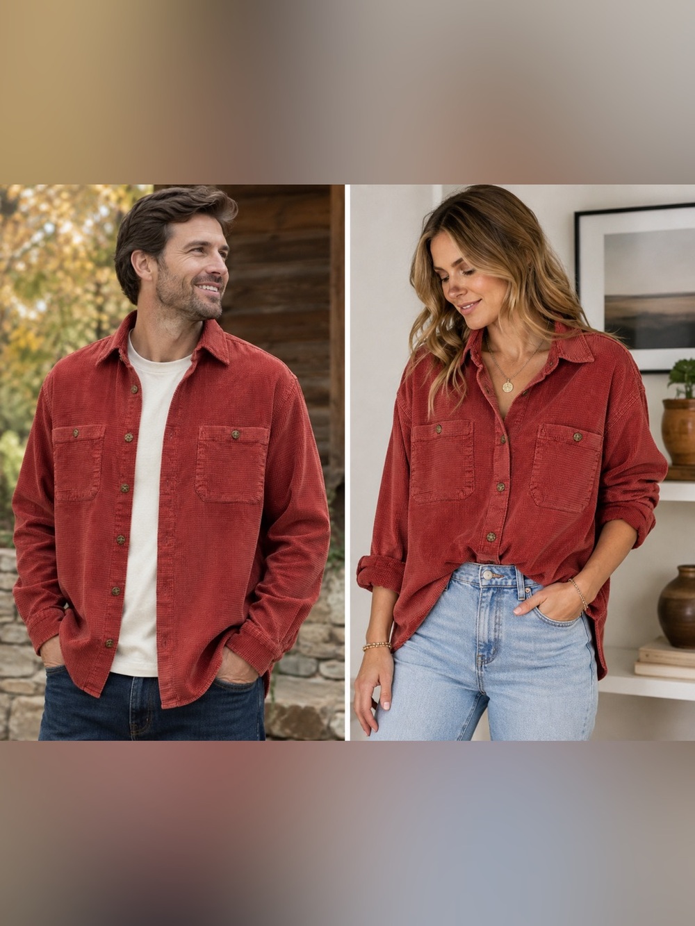 The Territory Ahead Rust Red Textured Cotton Shirt Jacket Medium